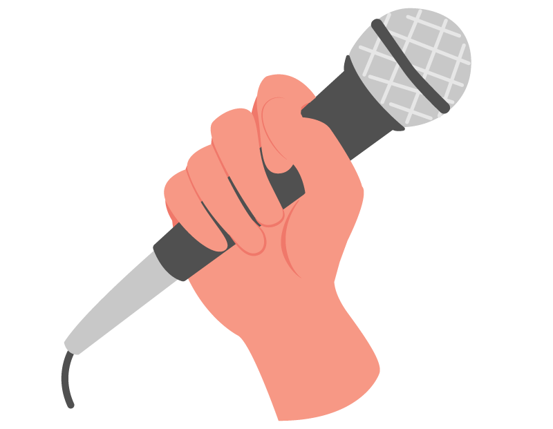 マイクを持っているイラスト