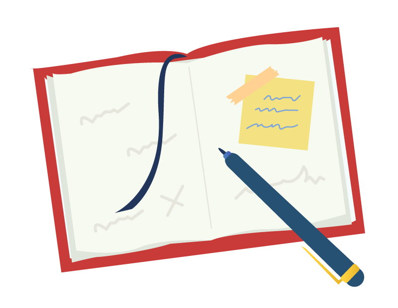 ノートを開いているイラスト